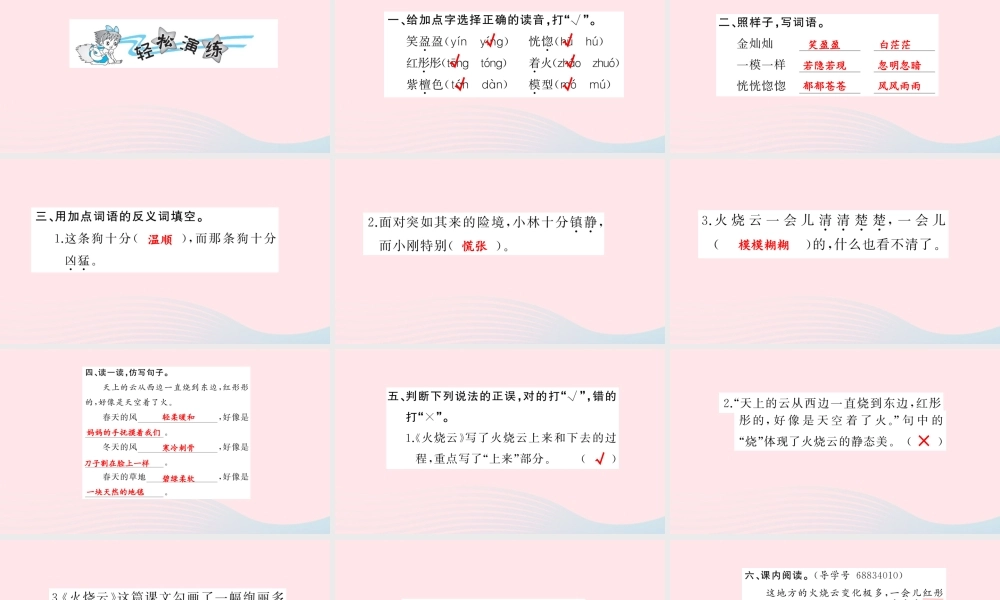 四年级语文上册 第一组 4 火烧云习题课件 新人教版-新人教版小学四年级上册语文课件