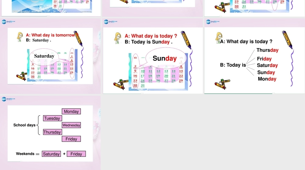 四年级英语上册《Lesson 5 Days of the Week》课件3 冀教版
