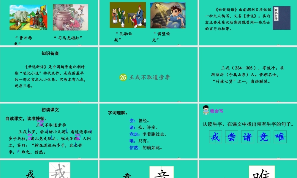 四年级语文上册 第八单元 25《王戎不取道旁李》课件 新人教版-新人教版小学四年级上册语文课件