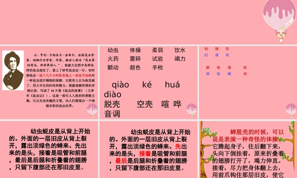 四年级语文上册 第四单元 蝉课件4 鄂教版-鄂教版小学四年级上册语文课件