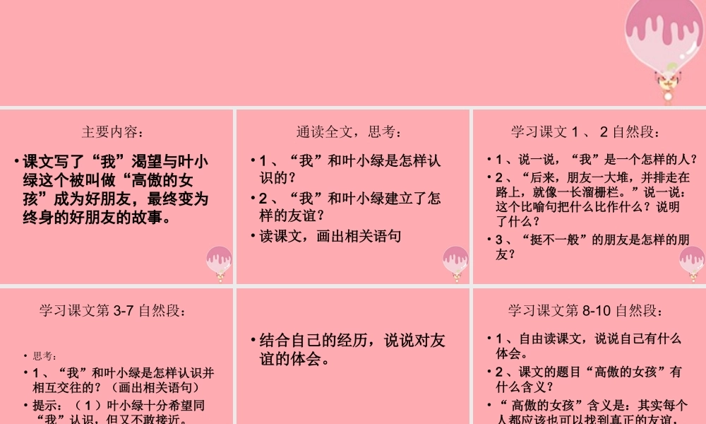 四年级语文上册 第四单元 高傲的女孩课件1 湘教版-湘教版小学四年级上册语文课件
