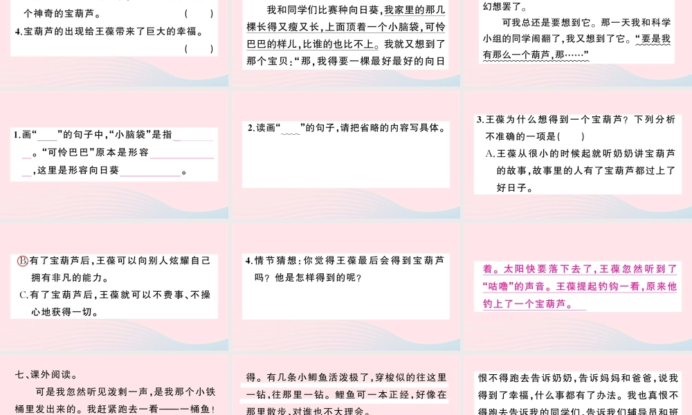 四年级语文下册 第八单元 25《宝葫芦的秘密（节选）》作业课件 新人教版-新人教版小学四年级下册语文课件