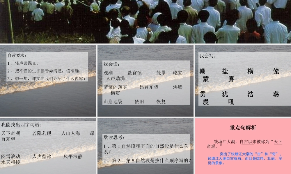 四年级语文上册 第七单元 观潮课件3 鄂教版-鄂教版小学四年级上册语文课件