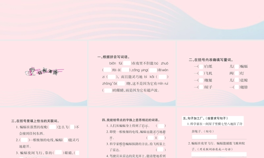 四年级语文下册 第3组 11 蝙蝠和雷达习题课件 新人教版-新人教版小学四年级下册语文课件