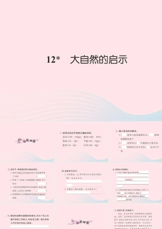 四年级语文下册 第3组 12 大自然的启示习题课件 新人教版-新人教版小学四年级下册语文课件