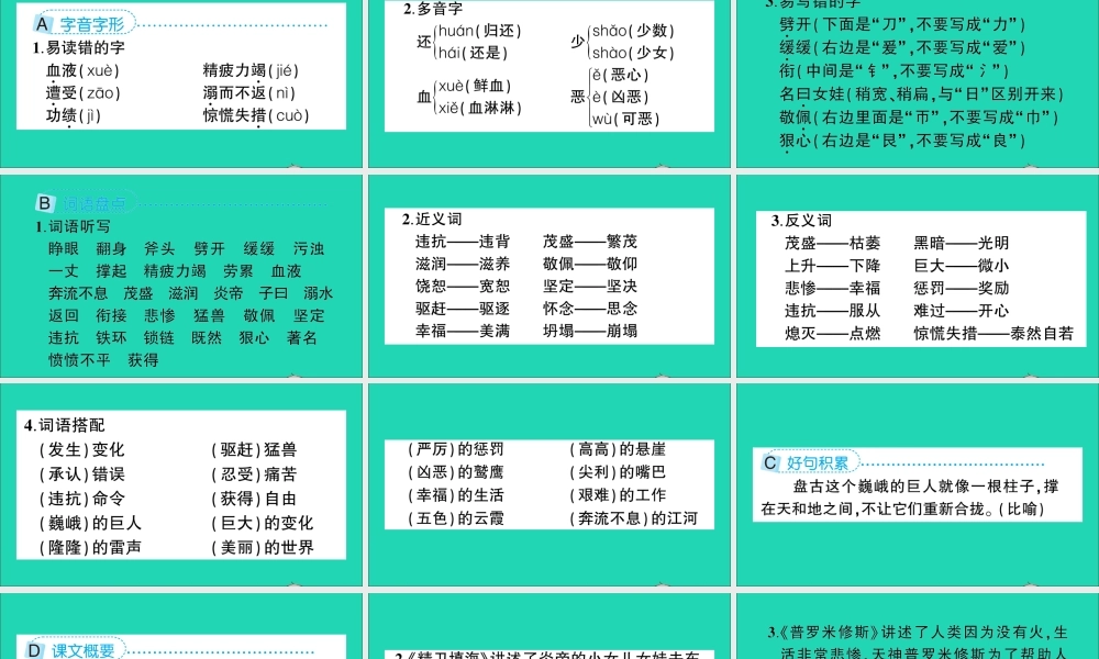 四年级语文上册 第四单元知识盘点作业课件 新人教版-新人教版小学四年级上册语文课件