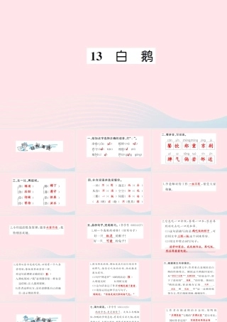 四年级语文上册 第四组 13 白鹅习题课件 新人教版-新人教版小学四年级上册语文课件