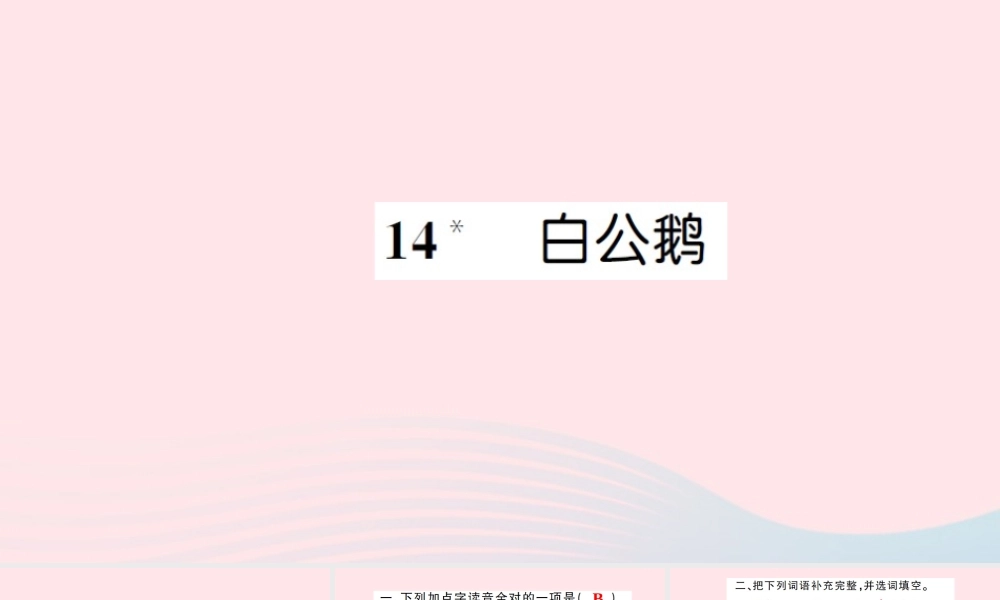 四年级语文上册 第四组 14 白公鹅习题课件 新人教版-新人教版小学四年级上册语文课件
