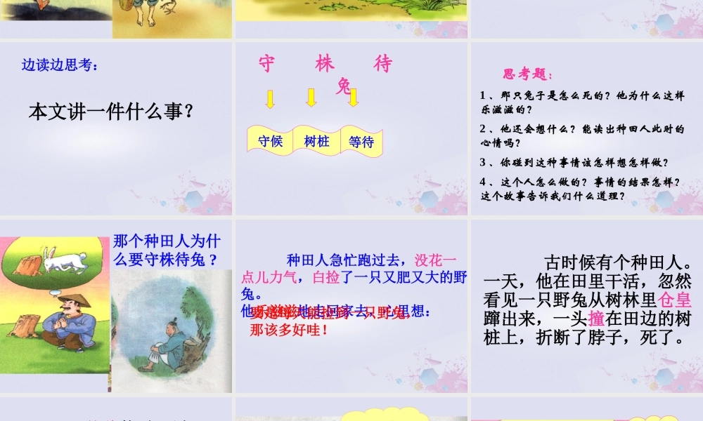 四年级语文上册 第八单元 30 寓言两则 守株待兔教学课件 语文S版-语文S版小学四年级上册语文课件