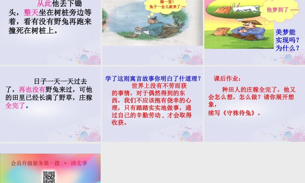 四年级语文上册 第八单元 30 寓言两则 守株待兔教学课件 语文S版-语文S版小学四年级上册语文课件