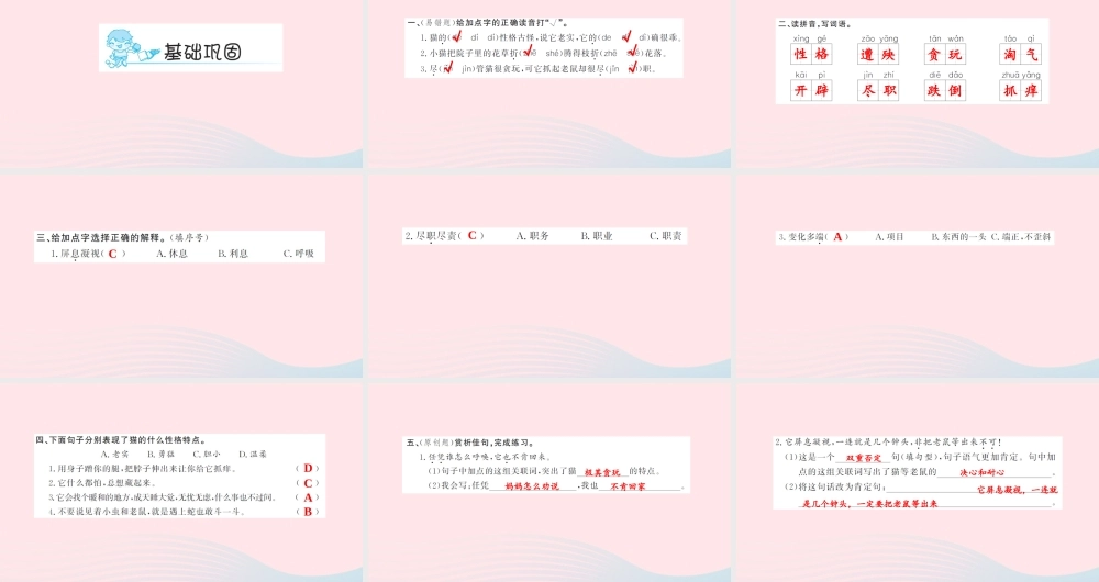 四年级语文上册 第四组 15 猫（第1课时）习题课件 新人教版-新人教版小学四年级上册语文课件