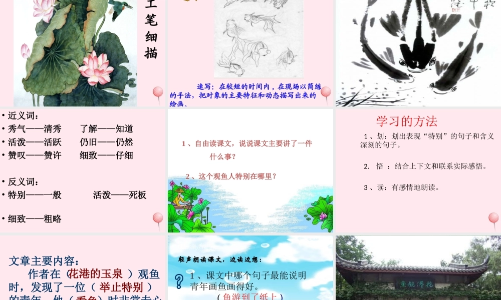 四年级语文上册 第八单元 31《鱼游到了纸上》优培课件 鲁教版-鲁教版小学四年级上册语文课件