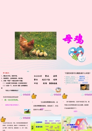 四年级语文上册 第四组 16《母鸡》课堂教学课件2 新人教版-新人教版小学四年级上册语文课件