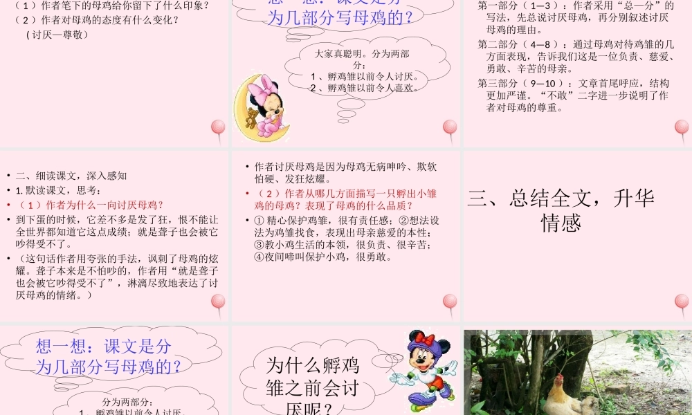 四年级语文上册 第四组 16《母鸡》课堂教学课件3 新人教版-新人教版小学四年级上册语文课件