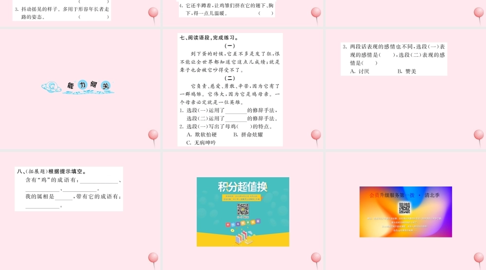 四年级语文上册 第四组 16母鸡习题课件 新人教版-新人教版小学四年级上册语文课件