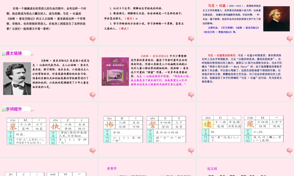 四年级语文下册 第八单元 32 汤姆;索亚历险记课件 语文S版-语文S版小学四年级下册语文课件