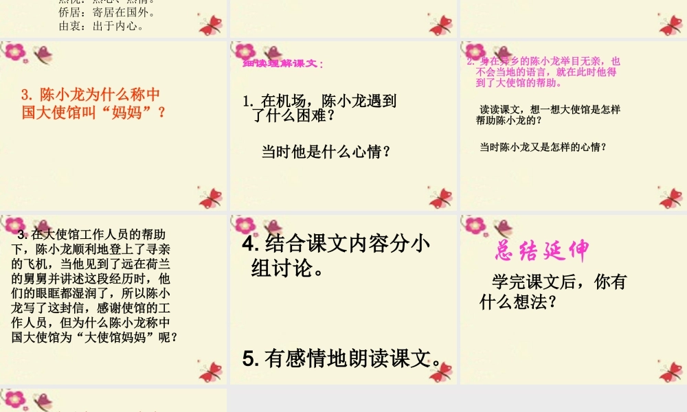 四年级语文下册 第4单元 16《大使馆妈妈》课件4 语文S版-语文S版小学四年级下册语文课件