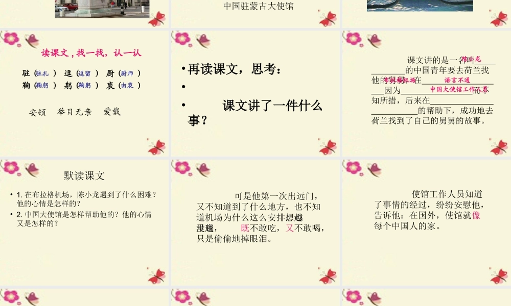 四年级语文下册 第4单元 16《大使馆妈妈》课件5 语文S版-语文S版小学四年级下册语文课件