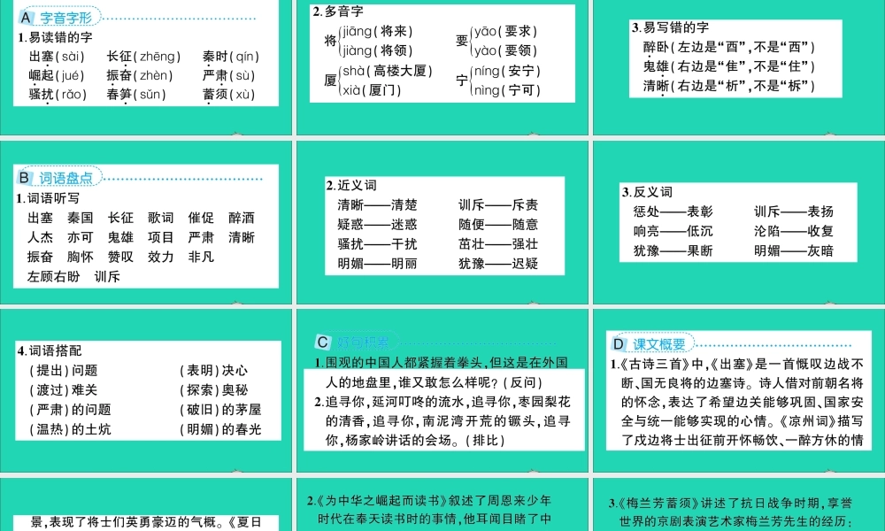 四年级语文上册 第七单元知识盘点作业课件 新人教版-新人教版小学四年级上册语文课件