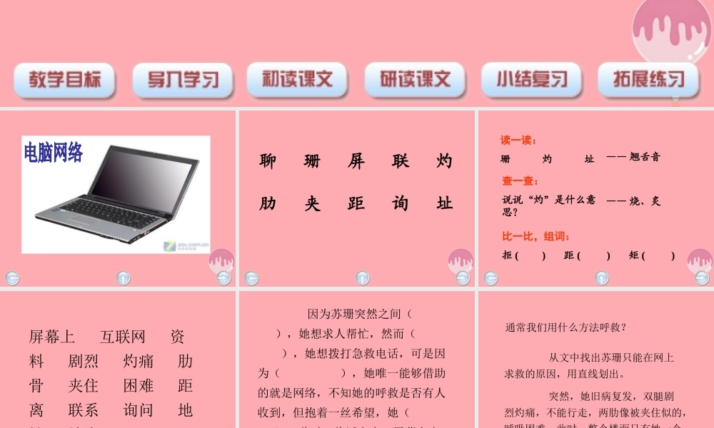 四年级语文上册 第八单元 网上呼救课件3 湘教版-湘教版小学四年级上册语文课件