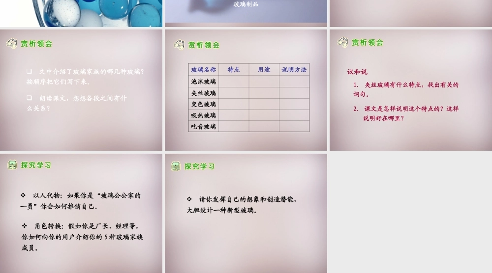 四年级语文上册《玻璃公公一家》课件4 语文A版-语文A版小学四年级上册语文课件