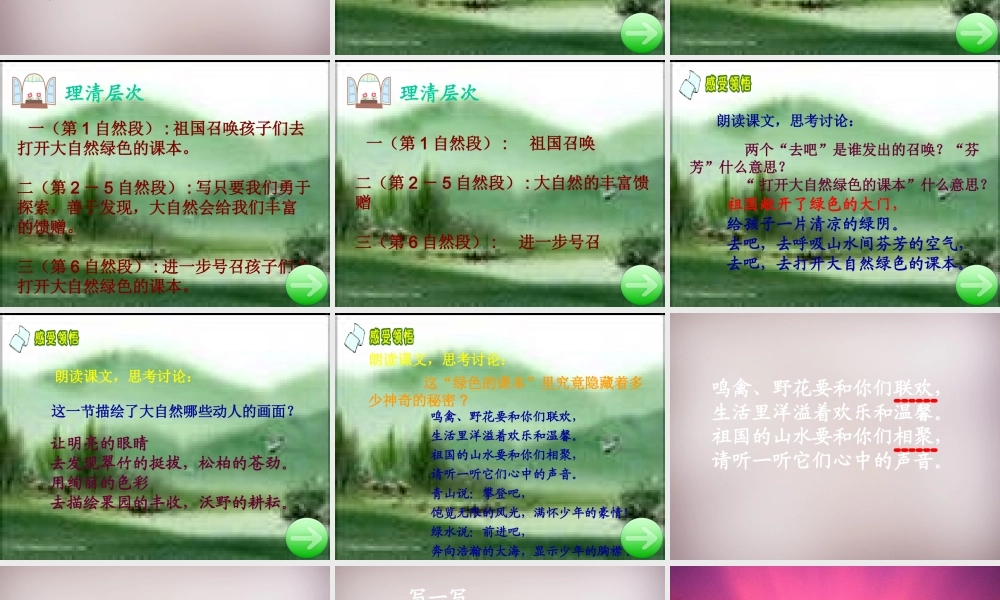 四年级语文上册《打开大自然绿色的课本》课件2 语文A版-语文A版小学四年级上册语文课件