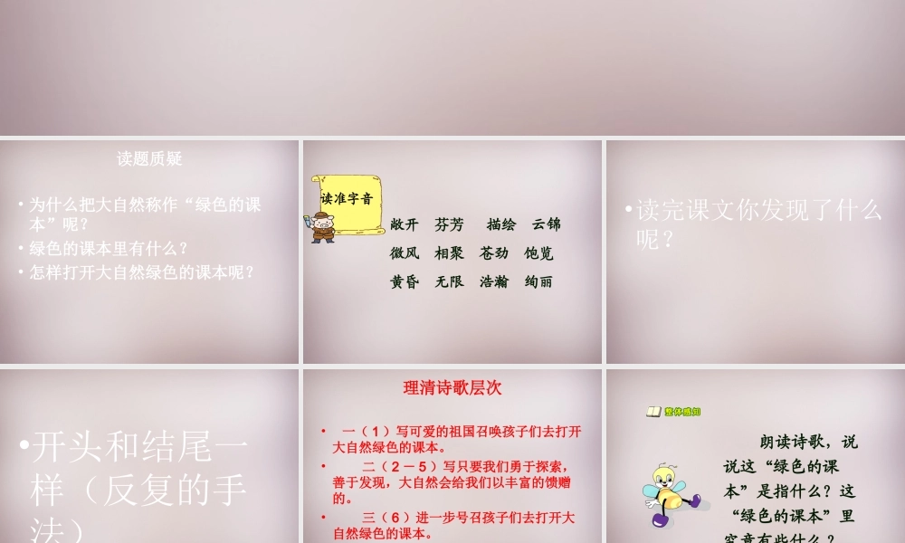 四年级语文上册《打开大自然绿色的课本》课件4 语文A版-语文A版小学四年级上册语文课件