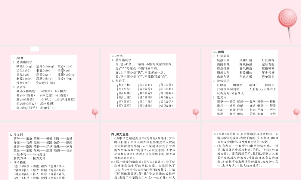 四年级语文上册 第七组知识梳理习题课件 新人教版-新人教版小学四年级上册语文课件