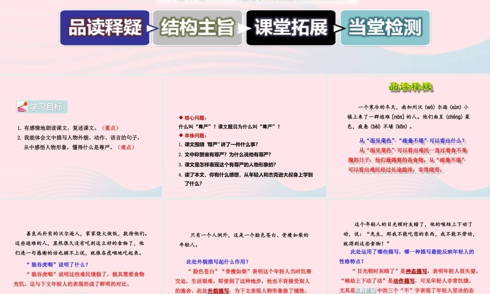 四年级语文下册 第二单元 7 尊严（第2课时）课件 新人教版-新人教版小学四年级下册语文课件