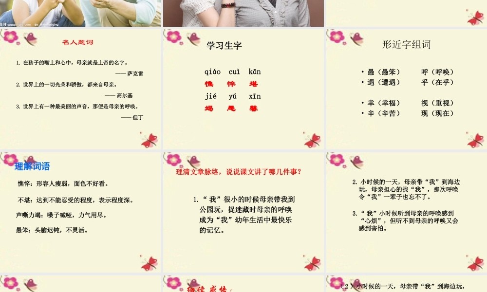 四年级语文下册 第5单元 20《母亲的呼唤》课件2 语文S版-语文S版小学四年级下册语文课件