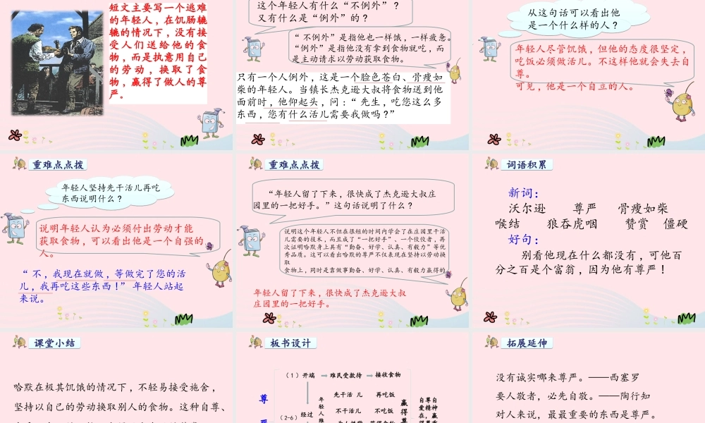 四年级语文下册 第二单元 7 尊严课件1 新人教版-新人教版小学四年级下册语文课件