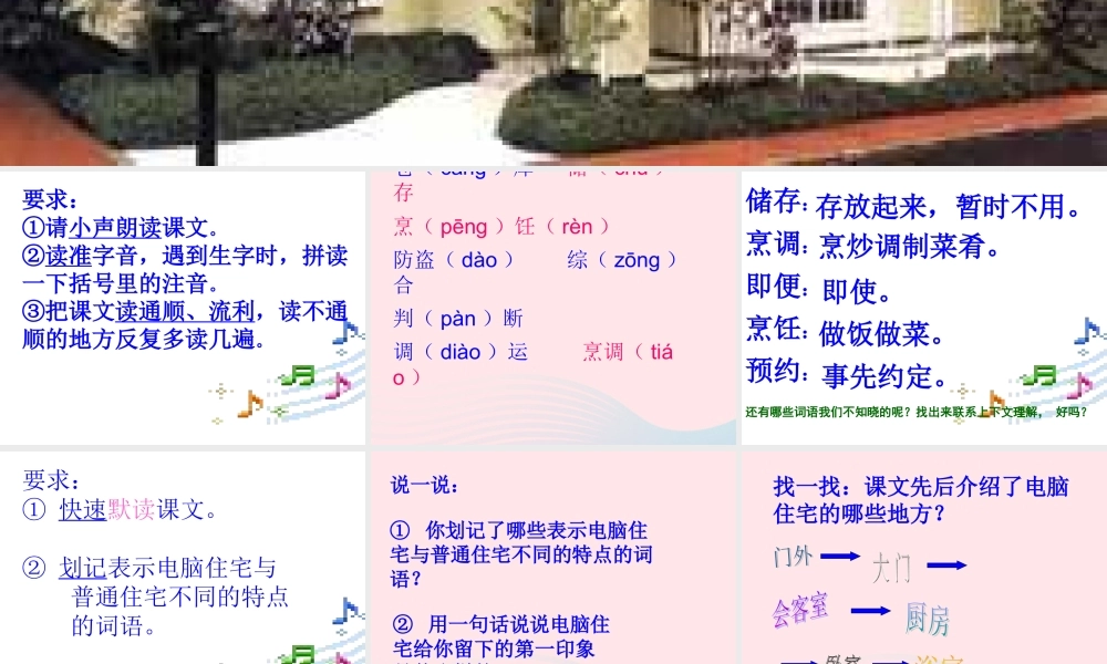 四年级语文上册 第八组 30《电脑住宅》课堂教学课件3 新人教版-新人教版小学四年级上册语文课件