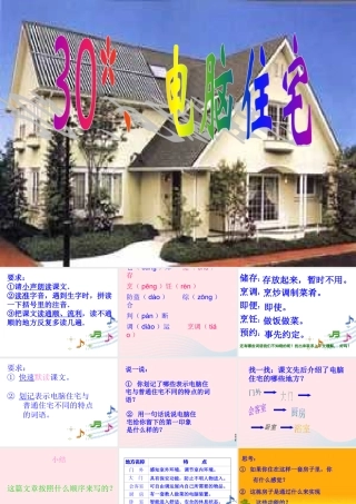 四年级语文上册 第八组 30《电脑住宅》课堂教学课件3 新人教版-新人教版小学四年级上册语文课件
