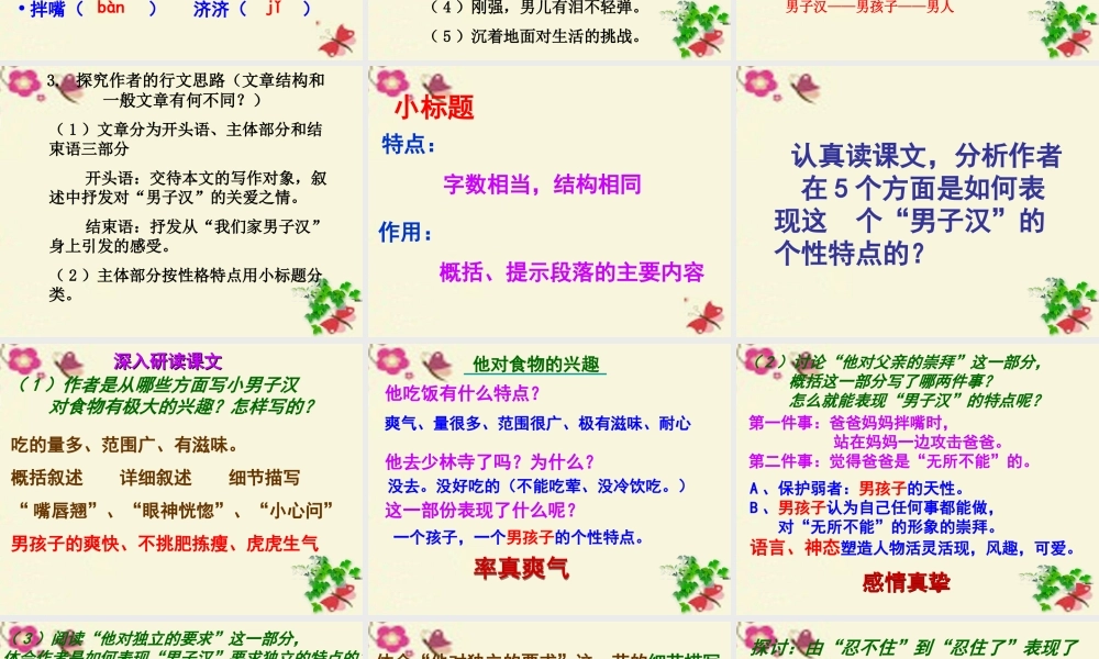 四年级语文下册 第5单元 23《我们家的男子汉》课件2 沪教版-沪教版小学四年级下册语文课件