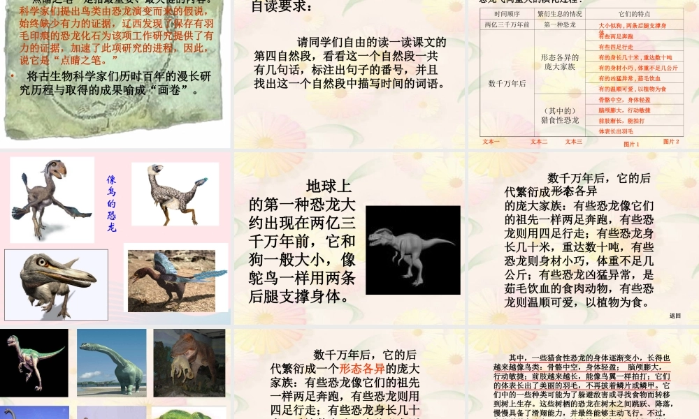 四年级语文上册 第八组 31《飞向蓝天的恐龙》课堂教学课件1 新人教版-新人教版小学四年级上册语文课件