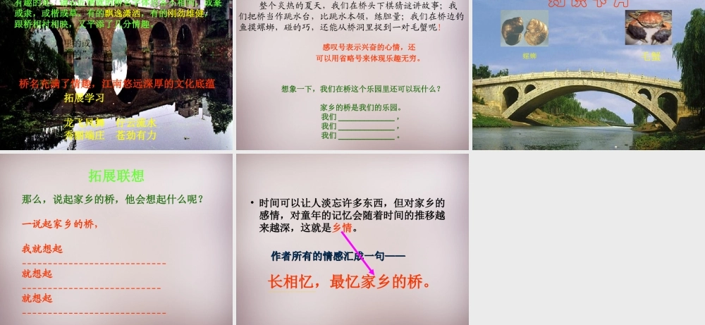 四年级语文上册《家乡的桥》课件5 语文A版-语文A版小学四年级上册语文课件