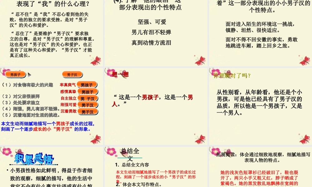 四年级语文下册 第5单元 23《我们家的男子汉》课件4 沪教版-沪教版小学四年级下册语文课件