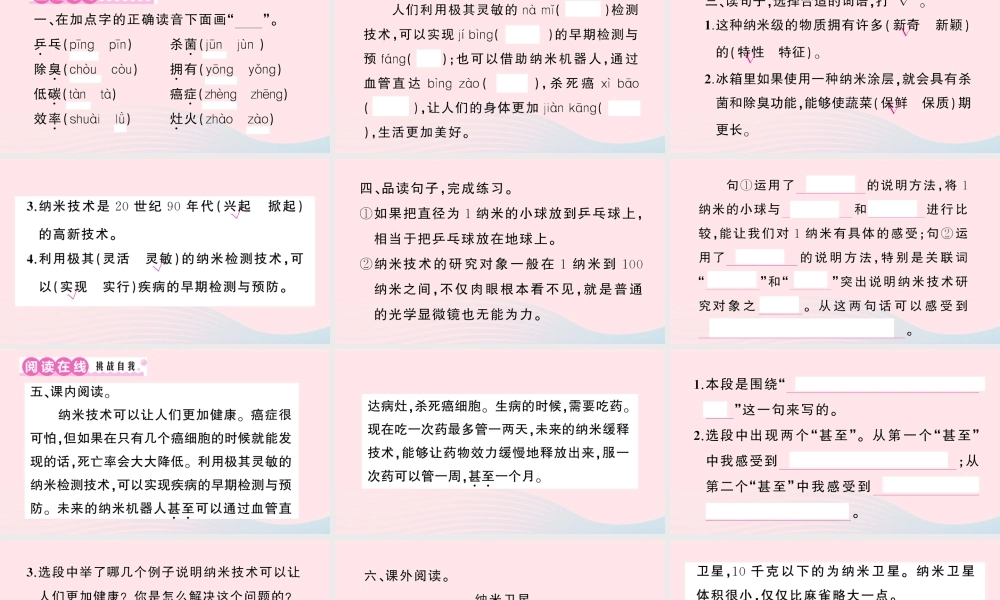 四年级语文下册 第二单元 7《纳米技术就在我们身边》作业课件 新人教版-新人教版小学四年级下册语文课件