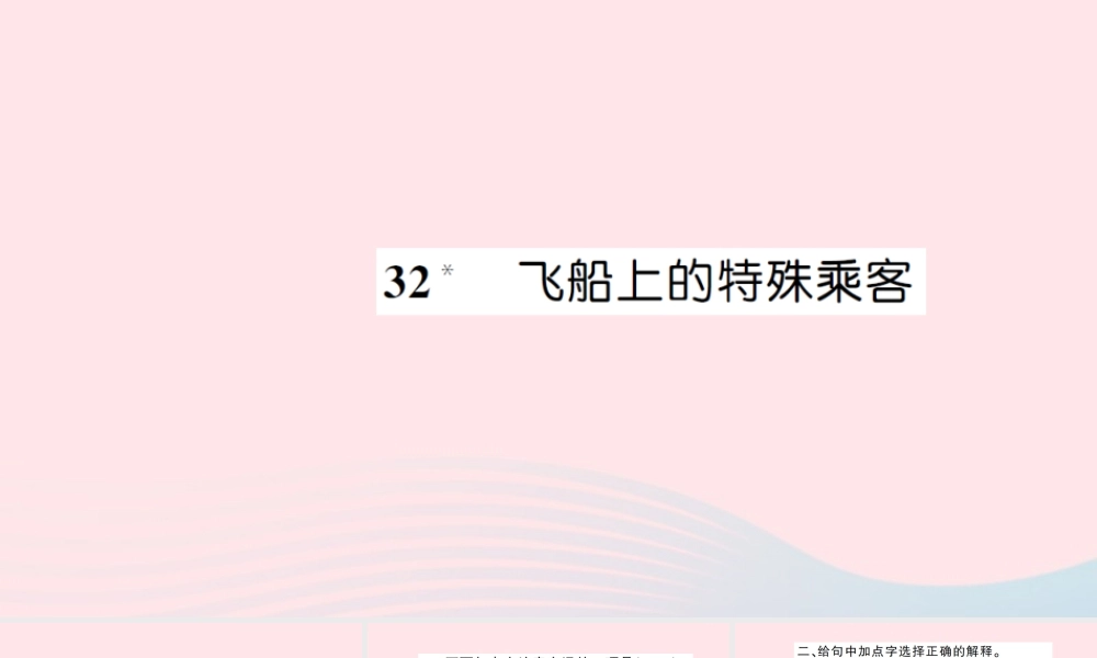 四年级语文上册 第八组 32 飞船上的特殊乘客习题课件 新人教版-新人教版小学四年级上册语文课件