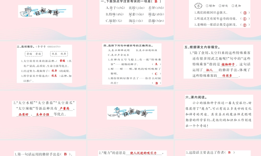 四年级语文上册 第八组 32 飞船上的特殊乘客习题课件 新人教版-新人教版小学四年级上册语文课件