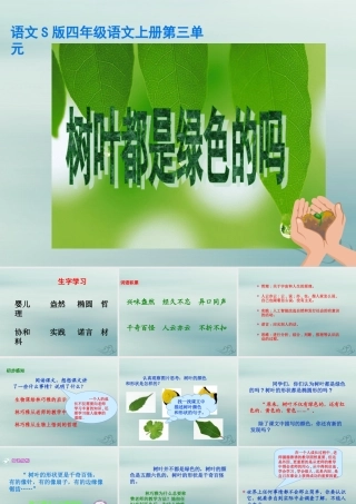 四年级语文上册 第三单元 10 树叶都是绿色的吗教学课件 语文S版-语文S版小学四年级上册语文课件