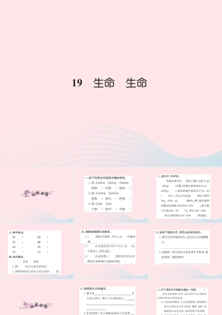 四年级语文下册 第5组 19 生命 生命习题课件 新人教版-新人教版小学四年级下册语文课件
