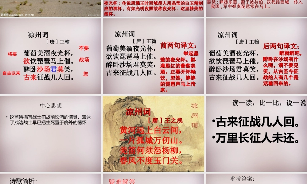 四年级语文上册《凉州词》课件3 语文A版-语文A版小学四年级上册语文课件