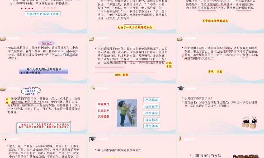 四年级语文下册 第6单元 19我们家的男子汉课件 新人教版-新人教版小学四年级下册语文课件