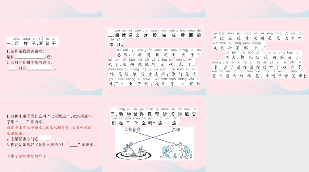 春一年级语文下册 课文 6 19棉花姑娘习题课件 新人教版-新人教版小学一年级下册语文课件