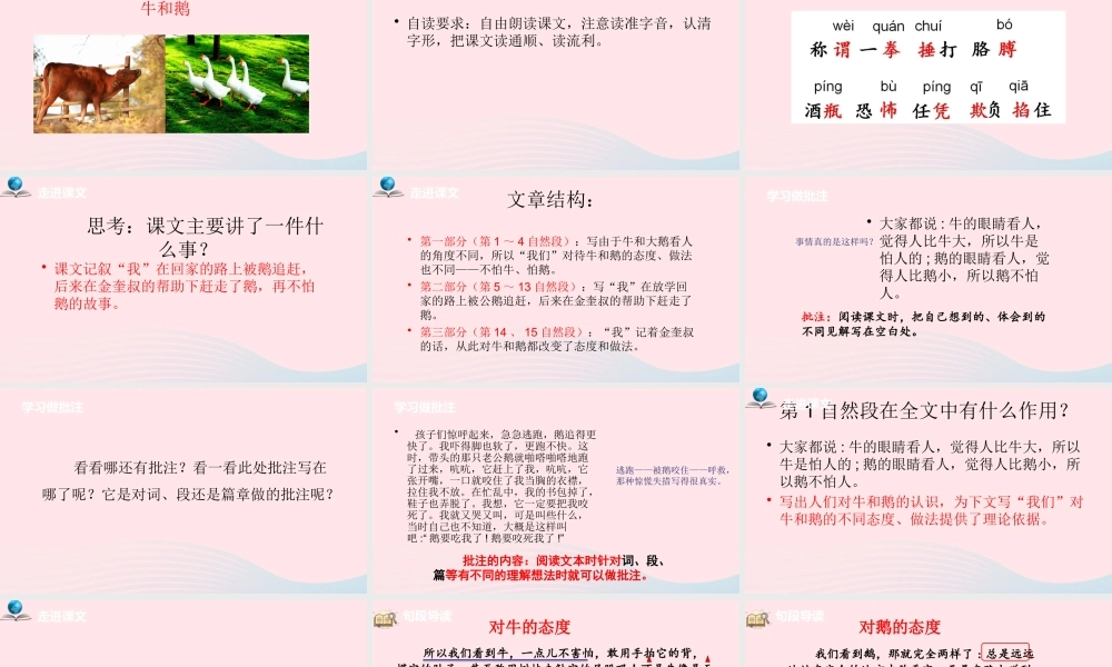 四年级语文上册 第六单元 18牛和鹅课件 新人教版-新人教级上册语文课件