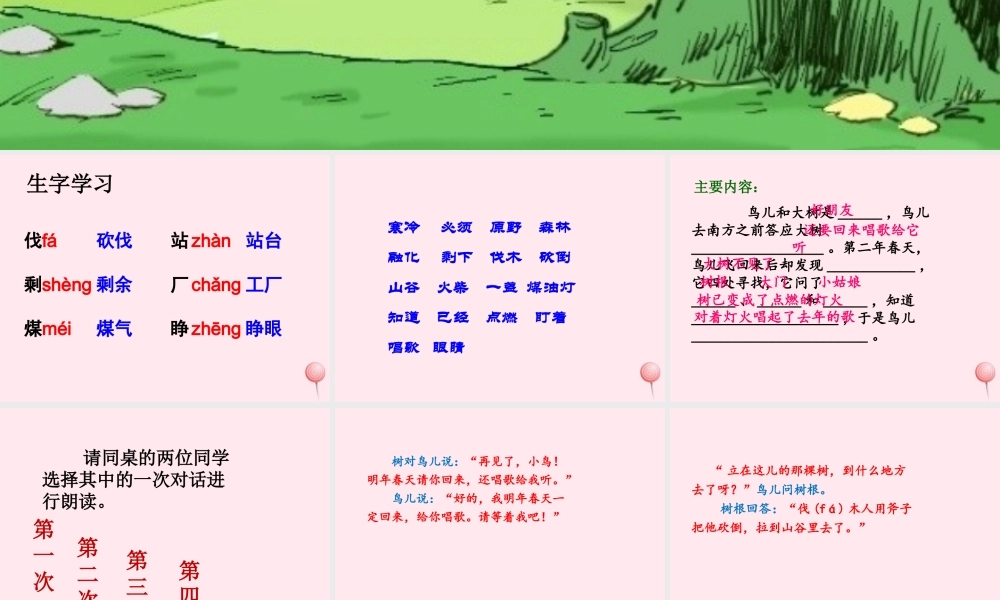 四年级语文上册 第三单元 11《去年的树》参考课件 鲁教版-鲁教版小学四年级上册语文课件