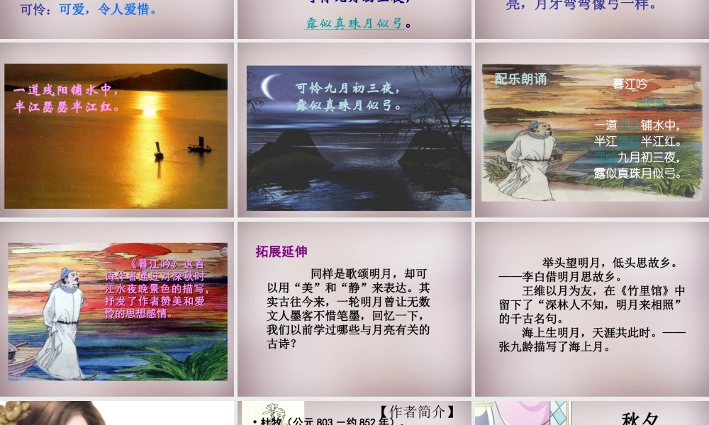 四年级语文上册《暮江吟 秋夕》课件2 语文A版-语文A版小学四年级上册语文课件