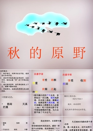 四年级语文上册《秋的原野》课件1 语文A版-语文A版小学四年级上册语文课件