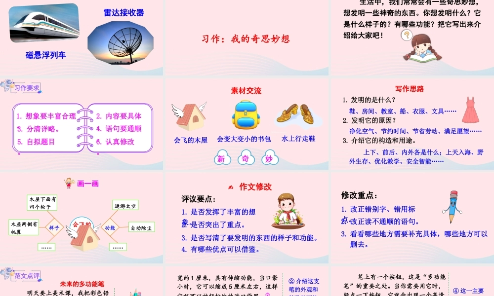 四年级语文下册 第二单元《习作：我的奇思妙想》教学课件 新人教版-新人教版小学四年级下册语文课件